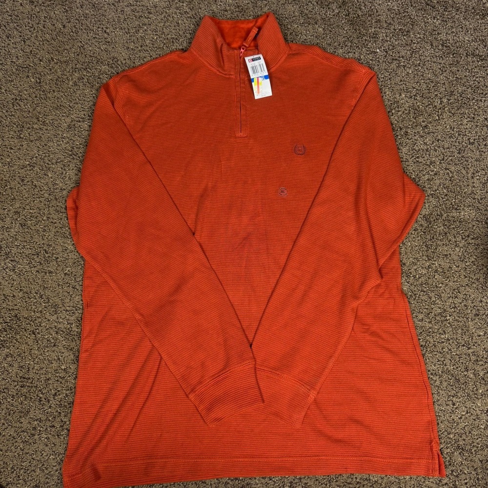 Chaps 1/4 Quarter Zip‎ Orange Heavy Knit Pullover Sweater